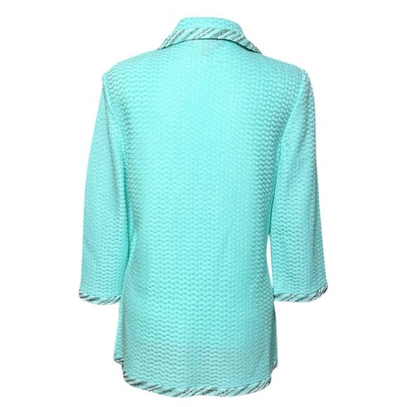 Ming Wang Women's Box Weave Knit Cardigan Jacket Small Mint Green Office Blazer - Picture 5 of 10